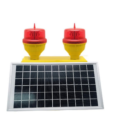 Solar Powered Double Aviation Obstruction Light met verlengde LED-levensduur >100.000 uur 360° Horizontale output en ≥32.5cd Intensiteit